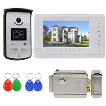DIYSECUR 7 pulgadas Teléfono Video de La Puerta Sistema de Intercomunicación de Vídeo de Color 700TVL IR Cámara RFID Keyfobs Bloqueo y Desbloqueo Eléctrico