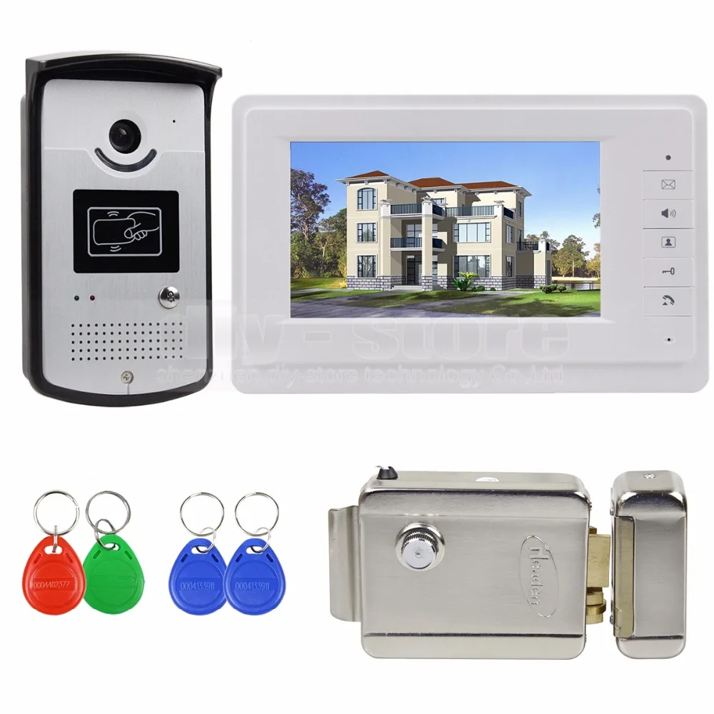 DIYSECUR 7 inch Color Video Door Phone Video Intercom System 700TVL IR Camera RFID Keyfobs Electric Lock Unlock DIYSECUR 7 inch Color Video Door Phone Video Intercom System 700TVL IR Camera RFID Keyfobs Electric Lock Unlock
