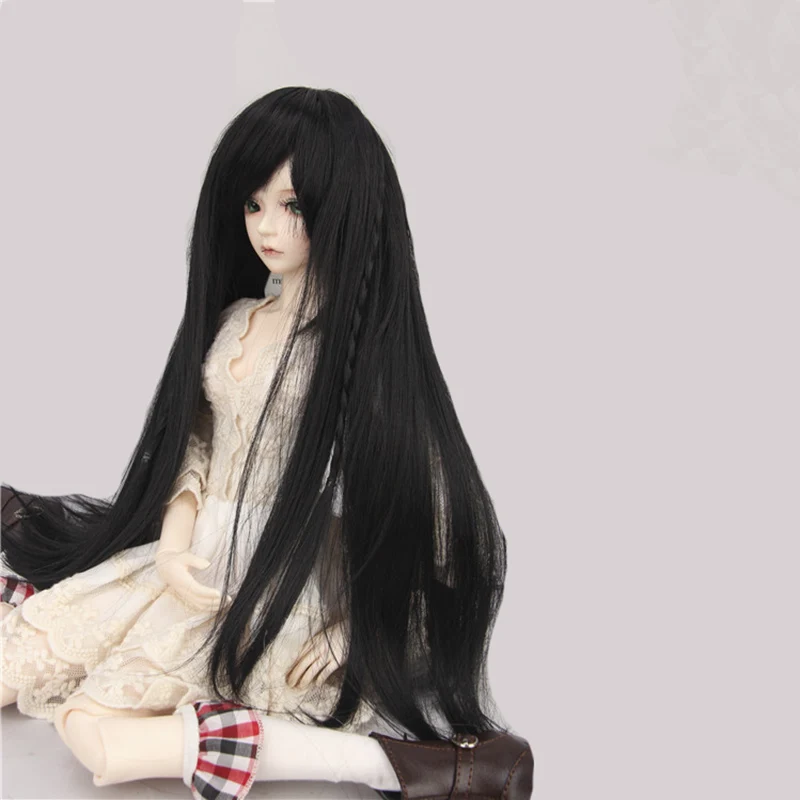 Парик Bybrana BJD для 1/3, 1/4, 1/6, высокотемпературное волокно, для девочек, двойной закрученный косичка, прямые волосы для кукол