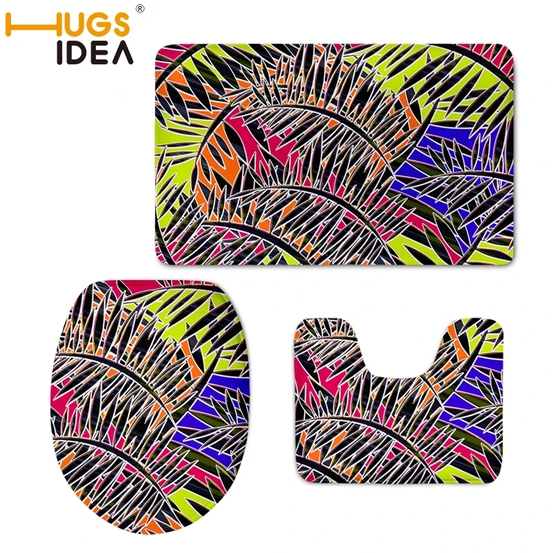 

HUGSIDEA Graffiti Bathroom Set Toilet Set Cover WC Seat Cover Bath Mat Holder Closestool Lid Cover 3pcs/set Toilet Seat Cushion