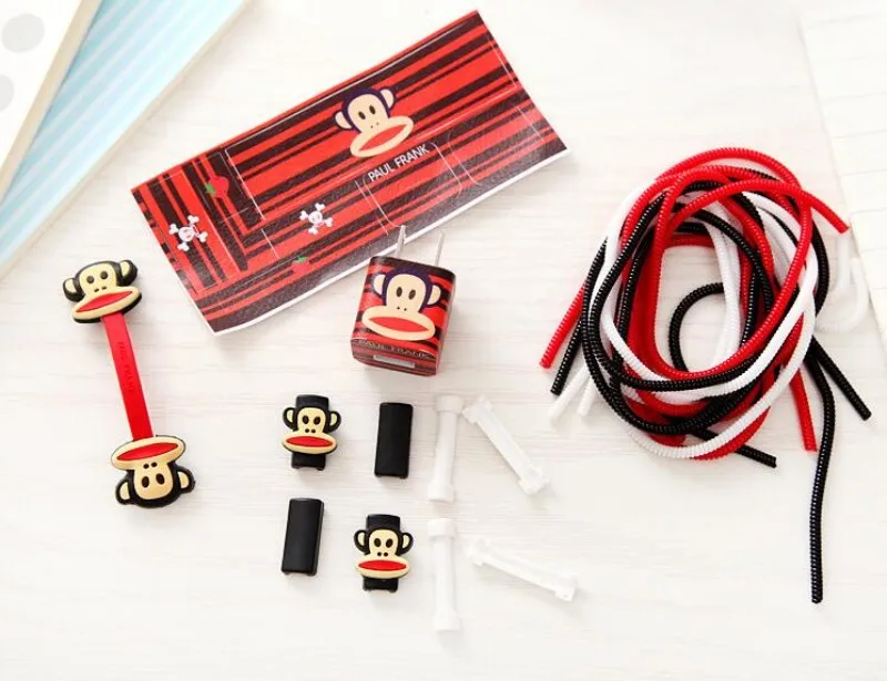 Прямая с фабрики 100 комплектов мультфильм USB кабель протектор набор с кабелем Стикеры для намотки Спиральный шнур протектор для iphone 5 6 7 8