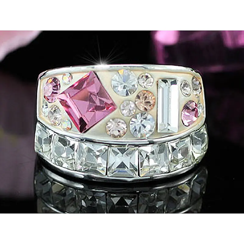 

Peacock Star Sparkling Pink Ring use Austrian Crystal - CSR119