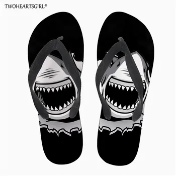 

Twoheartsgirl Shark Printed New Summer Cool Water Flip Flops Men High quality Soft Beach Slippers,Fashion Man Casual Shoes