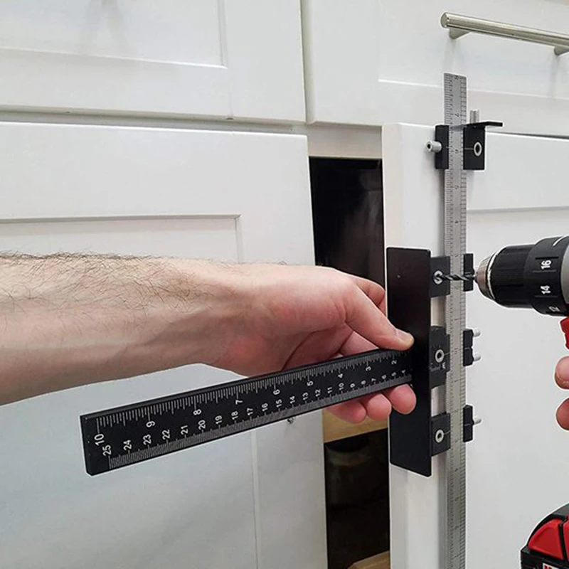

Positioning Tool Cabinet Hardware Jig Drawer Knobs And Pulls Template Tool For Adjustable Drill Guide Tools For Doweling, Bori
