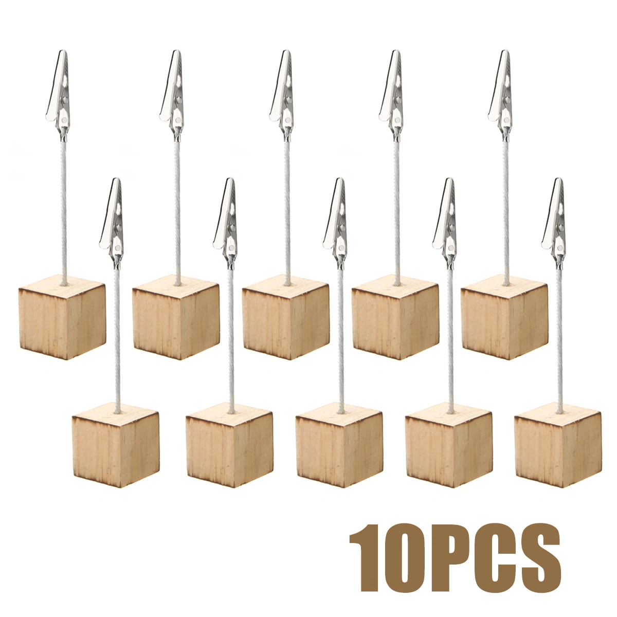 

10pcs Natural Wood Stand Paper Clip Wedding Table Number Place Name Memo Photo Card Stand Holder For Office Novelty Photo Frame