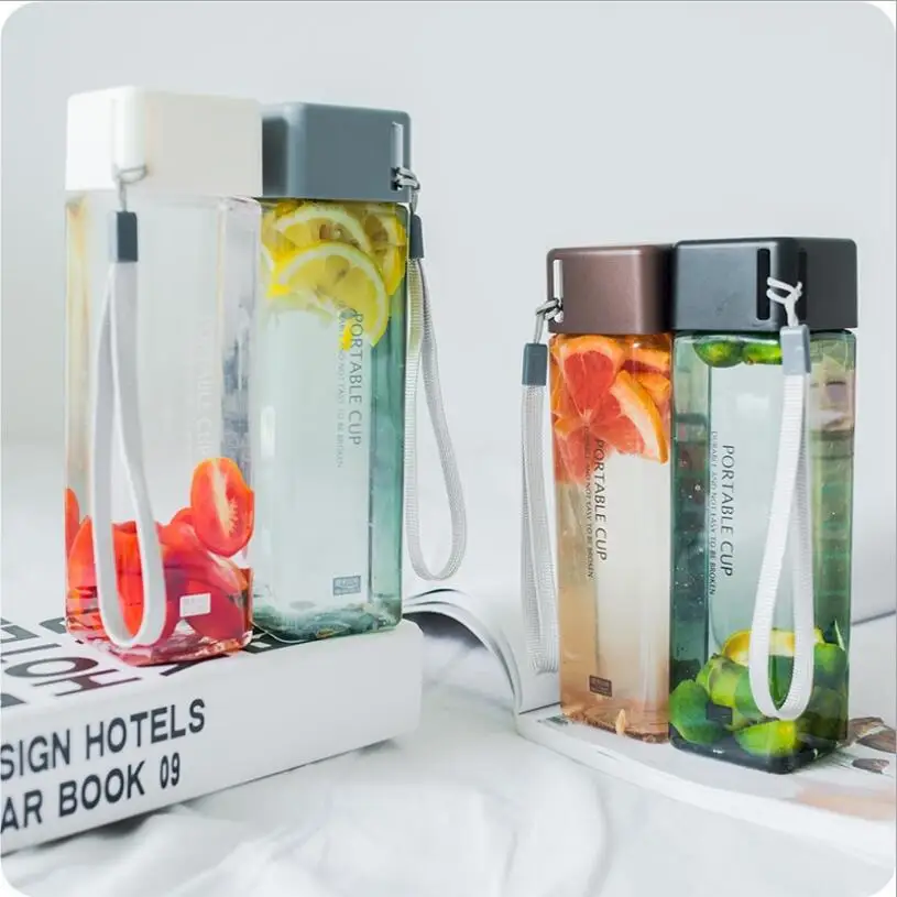 480 مللي الإبداعية مربع المياه زجاجة المحمولة اليد كوب غير قابلة للكسر البلاستيك شفافة الرياضة السفر زجاجة مانعة للتسرب 480 مللي الإبداعية مربع المياه زجاجة المحمولة اليد كوب غير قابلة للكسر البلاستيك شفافة الرياضة السفر زجاجة مانعة للتسرب