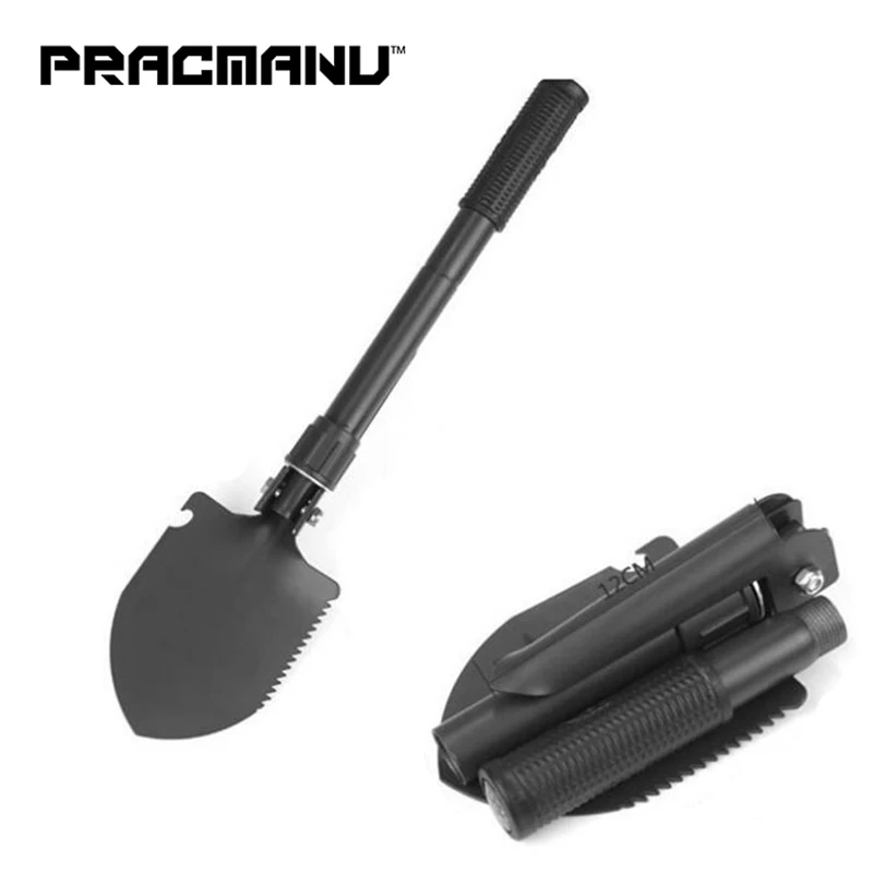

PRACMANU Military Portable Folding Beach Shovel Survival Spade Trowel Dibble Pick Emergency Garden Camping Outdoor Tools