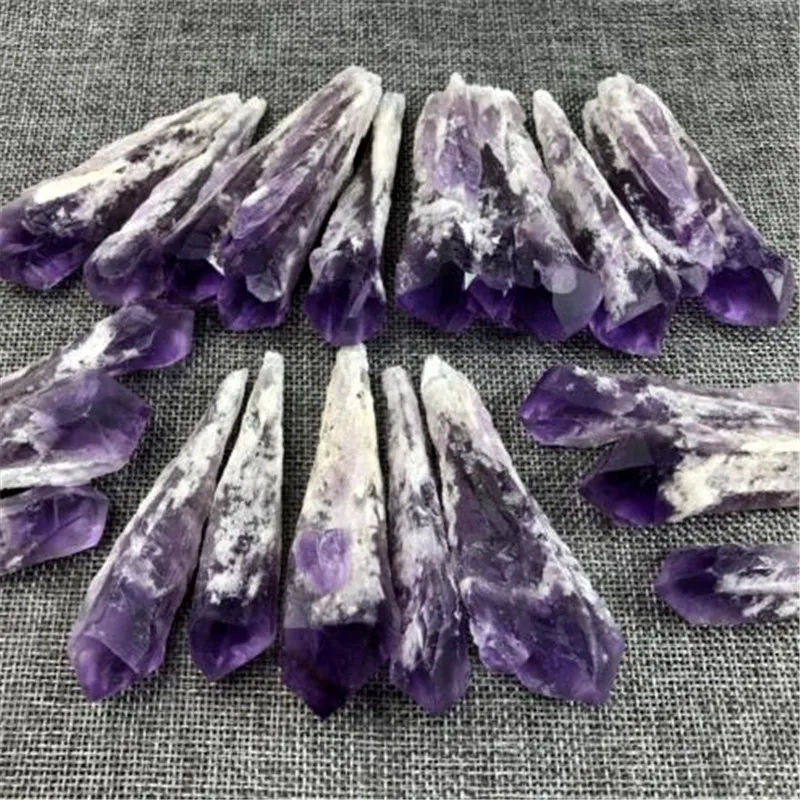 

2 PC Raw Natural Amethyst Quartz Cluster Crystal Seed Wand Point Specimen Urugua Natural Stones and Minerals