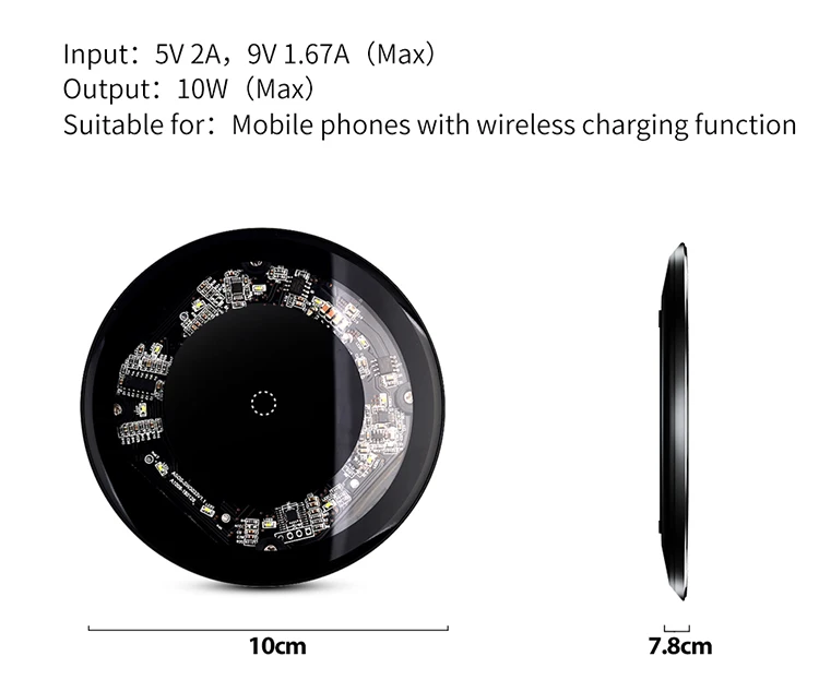 VEEAII 10 Вт Qi Sans Fil Chargeur для iPhone X 8 Verre Rapide автомобильный беспроводной подзарядка Sans Fil Pad для samsung Galaxy S9 s8 Plus