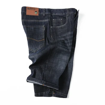 

2020 Summer New Denim Shorts Men Business Casual Knee Length Straight Blue Jeans Top Quality Stretch Brand Clothing