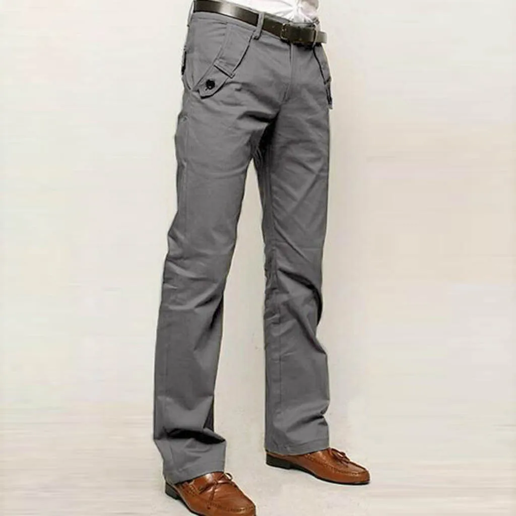 

Men Blend Stretch Trousers Casual Skinny Slim Solid Straight Zipper Pockets Stretch Long Pants Trousers Plus Size