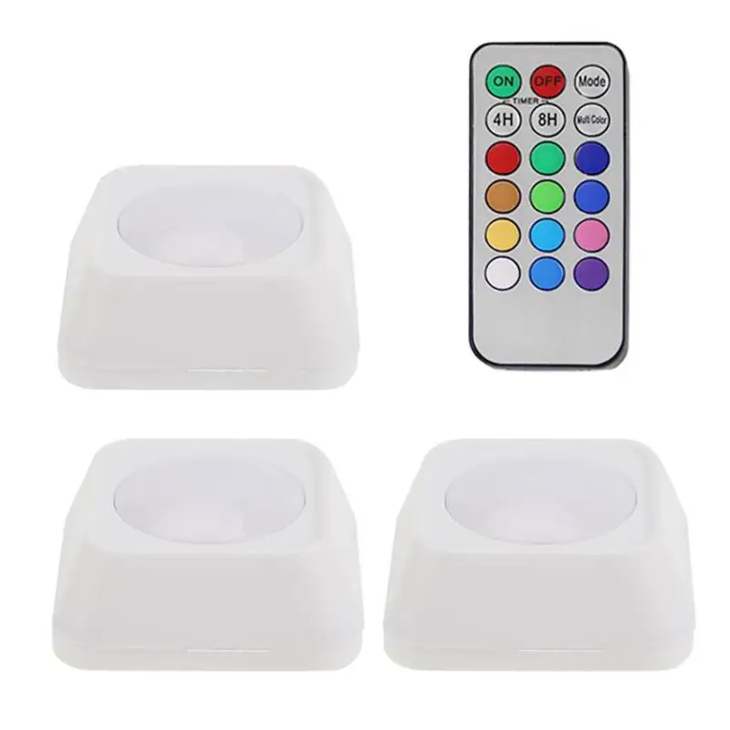 3pcs with RC Беспроводной датчик касания с регулируемой яркостью 2 светодиодный под Кухонные шкафы огни RGB светодиодный свет для пола шкаф прихожей ночника аксессуар - Испускаемый цвет: 3pcs with RC