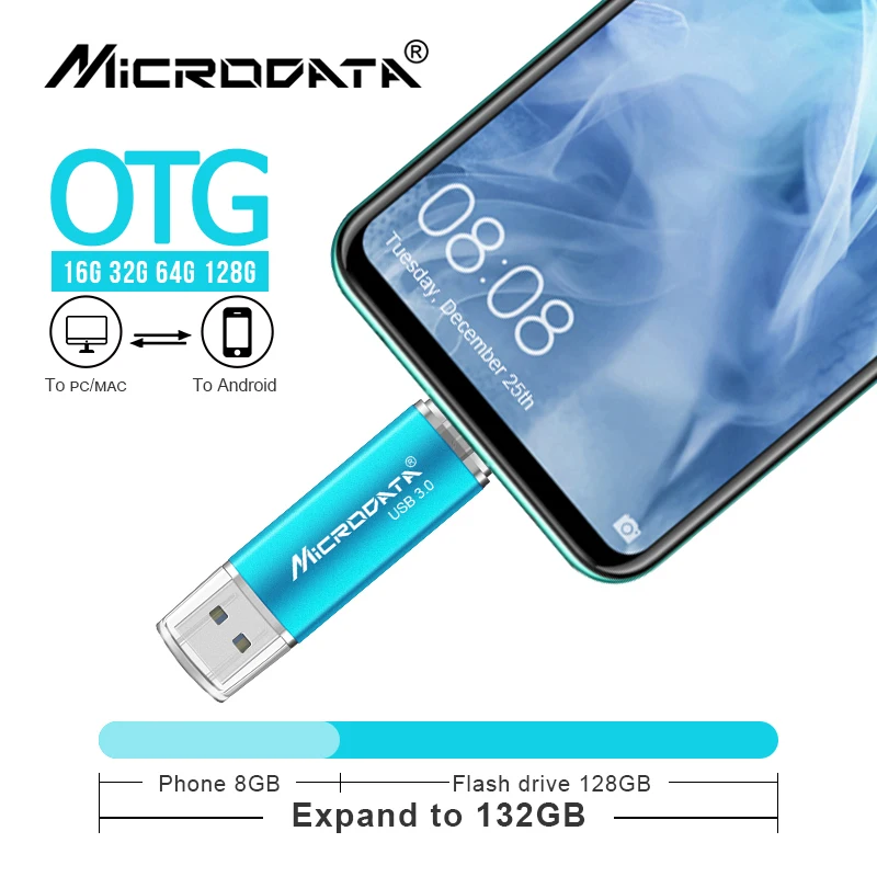 OTG USB 3,0 usb флешка 16 ГБ 32 ГБ USB флеш-накопитель 3,0 флеш-накопитель 64 Гб 128 Гб Внешняя память 2 в 1 Флешка в розничной упаковке