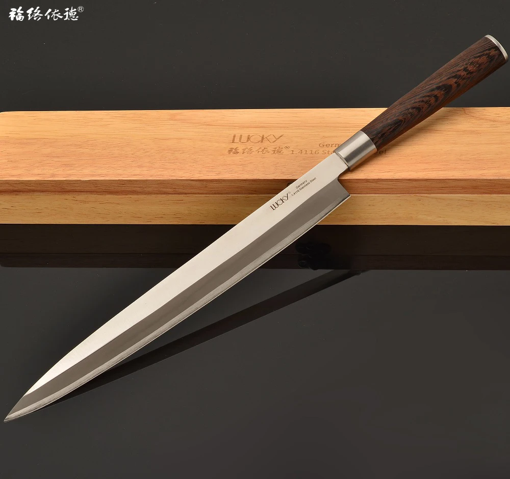 9.5'' Left Hand Sashimi Knife Germany 1.4116 Steel Blade Wenge Handle