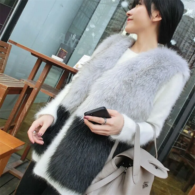 Fur Collar Fur Vest Plus Size Faux Fur Vest Womens Plus Size