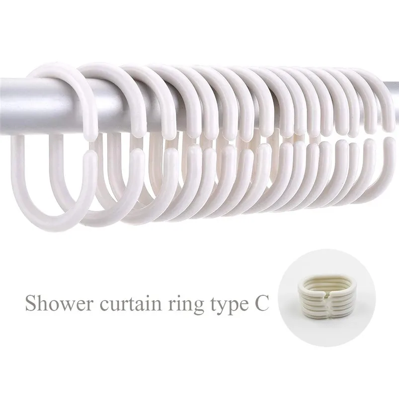12 PCS Hanger Hook Flexible Shower Curtain Rings Hanger Clear Silicone Rubber Home Decoration Cocina 30FY2605
