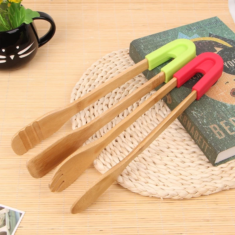 

Silicone Handle Bread Tongs Food Toaster Salad Cake Snack Clip Kitchen Utensil
