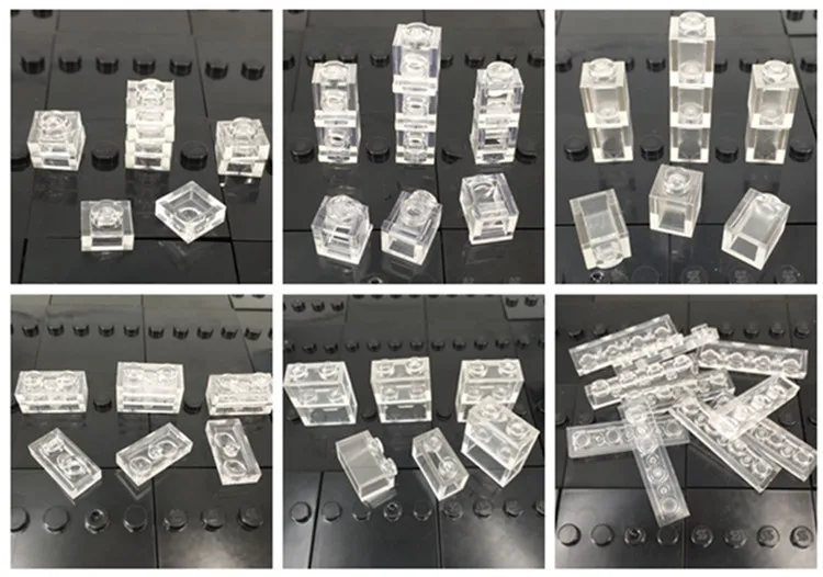 

50pcs/lot MOC Building Blocks transparent clear plate 1x1 plate 1x2 brick 1x1 1x2 Toys Compatible blocks 302426 4070 for DIY