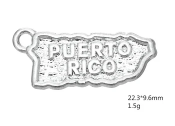 

50pcs Map PUERTO RICO Charms Antique silver pendants Handmade earring bracelet necklace Jewelry Making DIY accessories Component