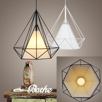 

Birdcage pendant lights Scandinavian modern minimalist pyramid light iron light with LED bulb HM13