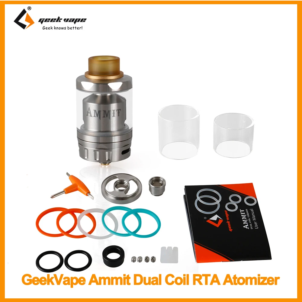 

100% Original Geekvape Ammit Dual Coil Version Atomizer With 3ml/ 6ml Eliquid Capacity Airflow Ammit Vape Tank E-Cigarette