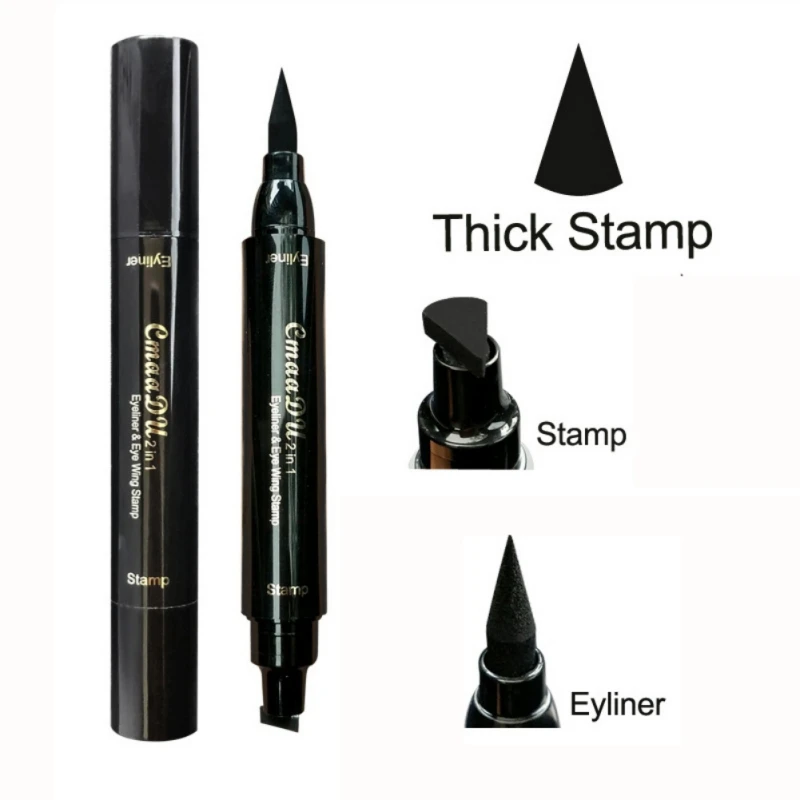 Brand Stamps Eyes Liner Liquid Makeup Pencil Waterproof Black Double-ended Easy to Wear Eyeliner Pencil