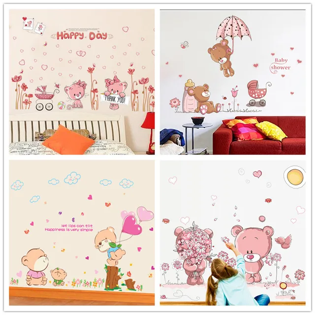 cartoon cute teddy bear wall sticker home decals wall decal home