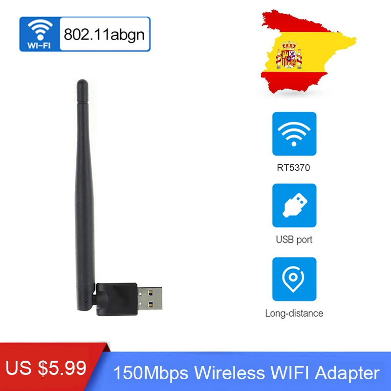 Мини USB WiFi RT5370 для DVB S2 спутниковый ресивер HD 1080P испанский ТВ рецептор 150 Мбит/с