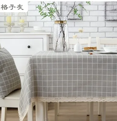 Скатерть из хлопка и льна, ткань, пасторальная решетка, прямоугольная чашка, покрытие стола в японском стиле, Nordi manteles mantel nappes - Цвет: AS PIC