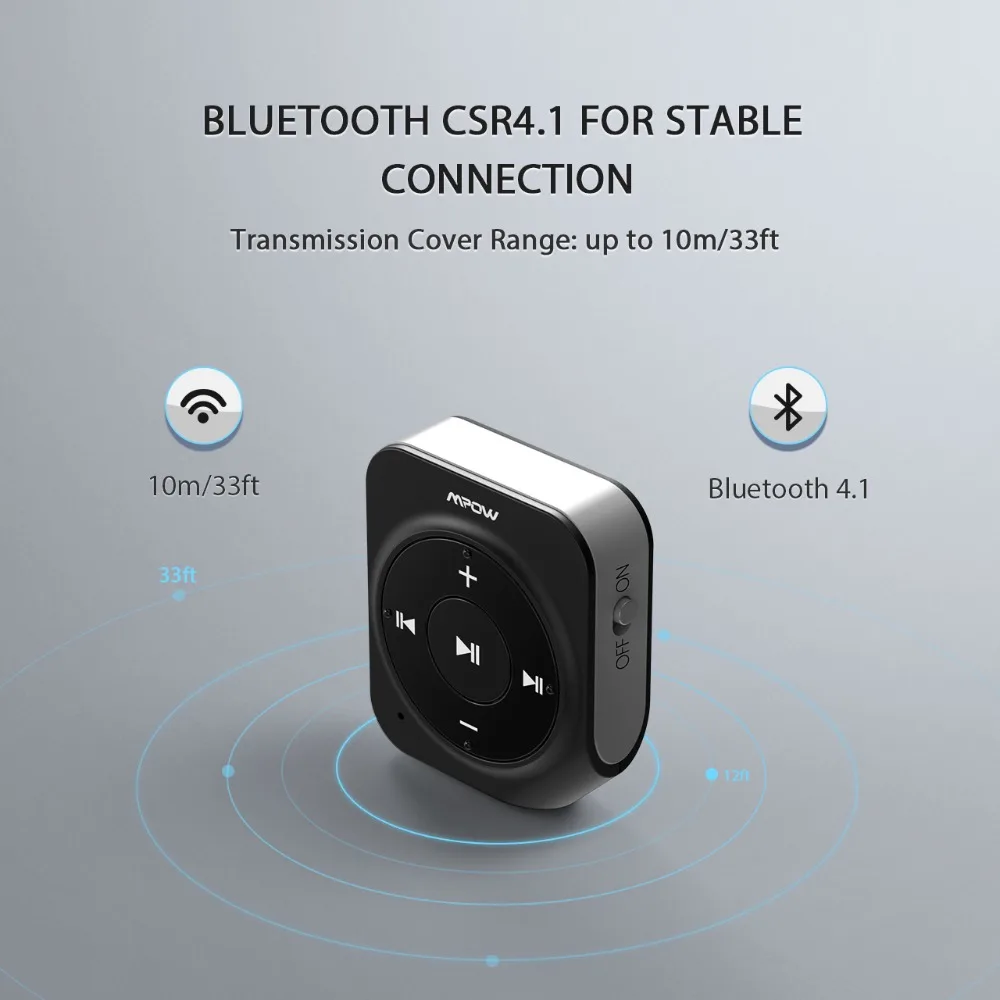 Mpow Bluetooth приемник Bluetooth 4,1 автомобильный адаптер портативный автомобильный комплект CVC 6,0 Шумоподавление для дома/автомобиля звуковая система