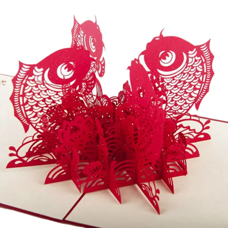  3d Paper-cut Hollow Chinese Style Greeting Card Creative Birthday Stereo Greeting Card Blessing Wed - 32919417637