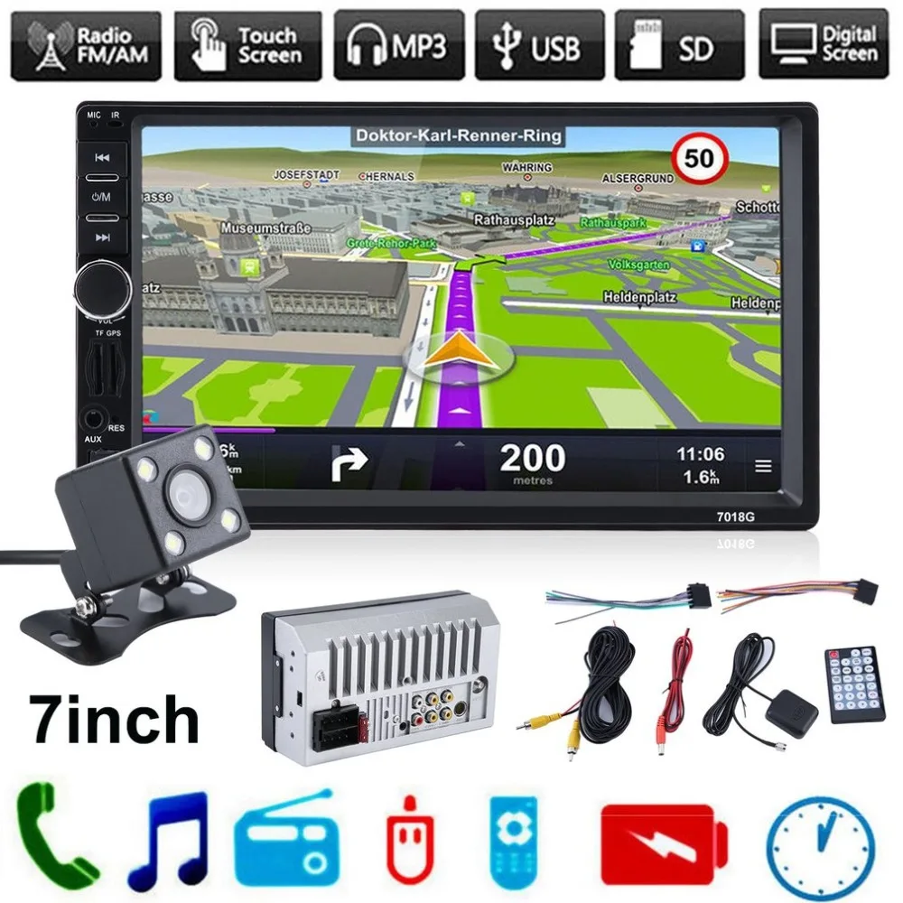 

7 Inch Touch Screen Car MP5 Player GPS Navigation Stereo Music Player Bluetooth Vehicle Radio With Camera EU Plug