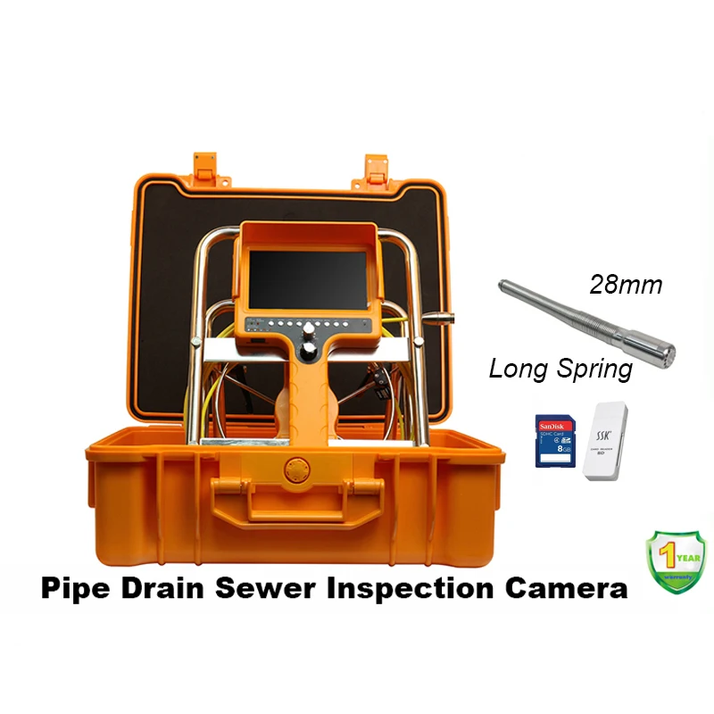 

Drain Sewer Pipeline Video Inspection Sytstem Camera 28mm self leveling camera head with long spring DVR LCD ABS Case