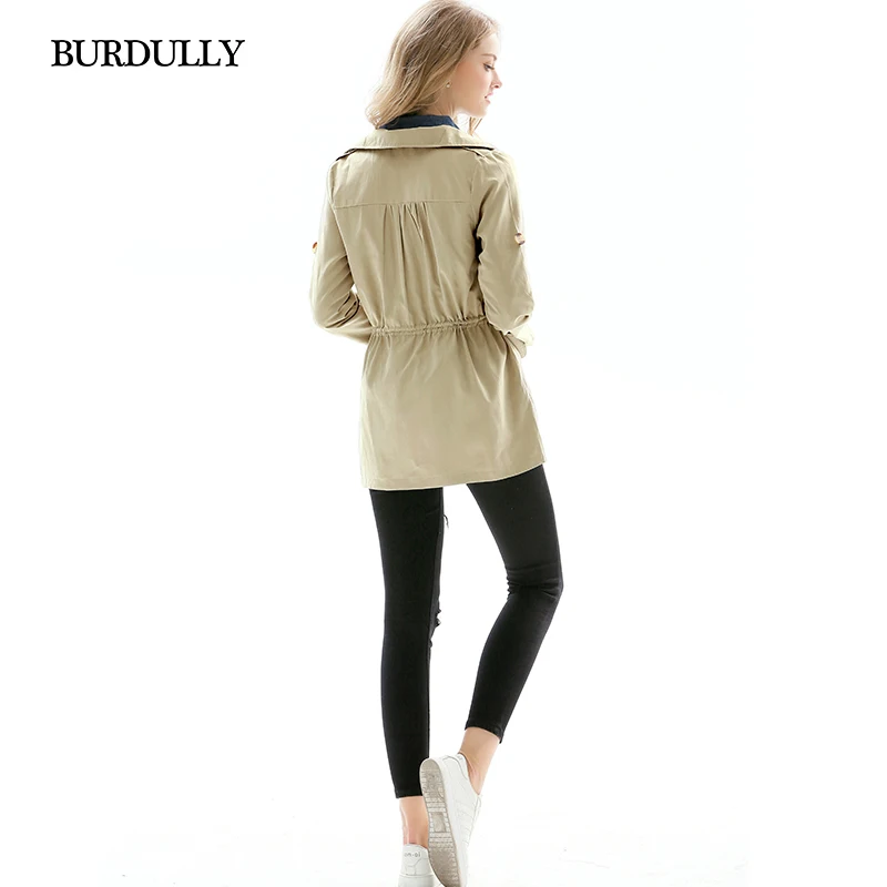 BURDULLY 2018 Ladies Classic Spring Thin Trench Coat For Women Autumn Windbreaker Female Turn down Collar Overcoat Outerwear BURDULLY 2018 Ladies Classic Spring Thin Trench Coat For Women Autumn Windbreaker Female Turn down Collar Overcoat Outerwear