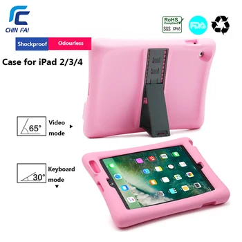 

CHINFAI Silicon Case For Apple iPad 2 3 4 9.7'' Shockproof Case with Stand Soft Case for New iPad Kids Friendly Case for iPad 4