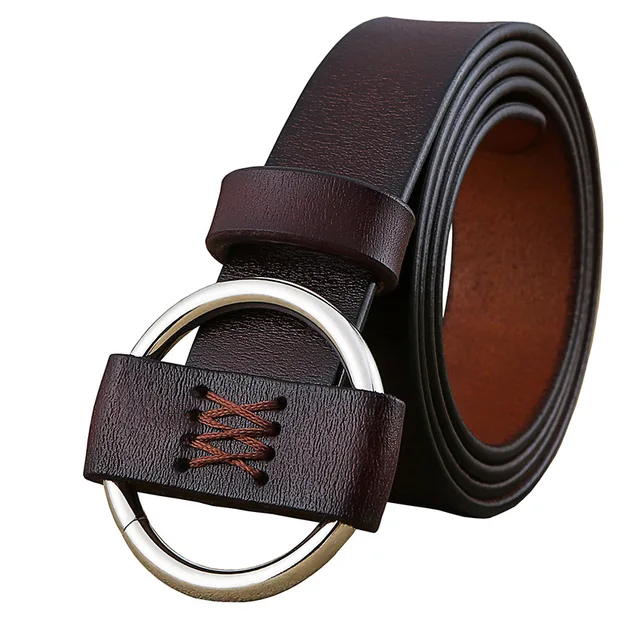 Women’s Genuine Leather Belt with Round Shaped Buckle