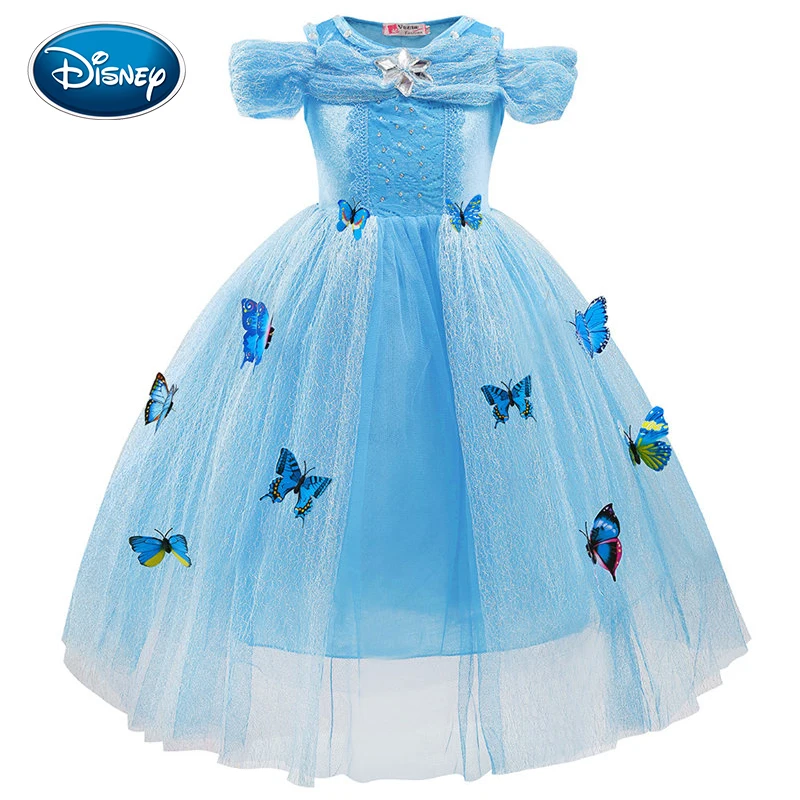 Disney Snow романтичное платье мультфильм сплошного цвета принцесса взрыв детское с