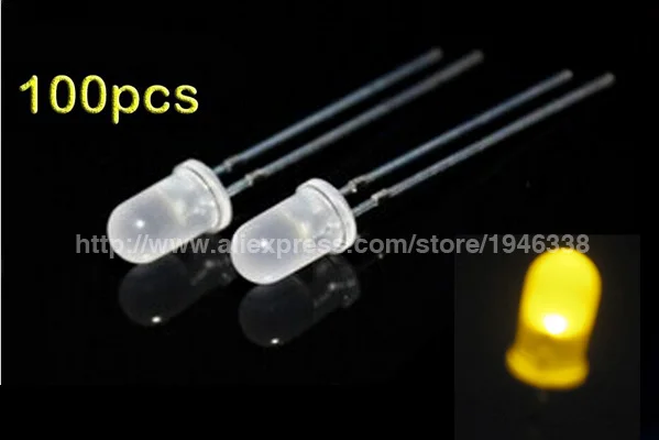 

100pcs 5MM Yellow LED light emitting diode F5mm Yellow LED