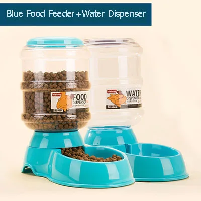 3.8л автоматическая кормушка для домашних животных большой дозатор воды для собак поилка для кошек большая емкость дозатор для собак - Цвет: Blue Food n Water