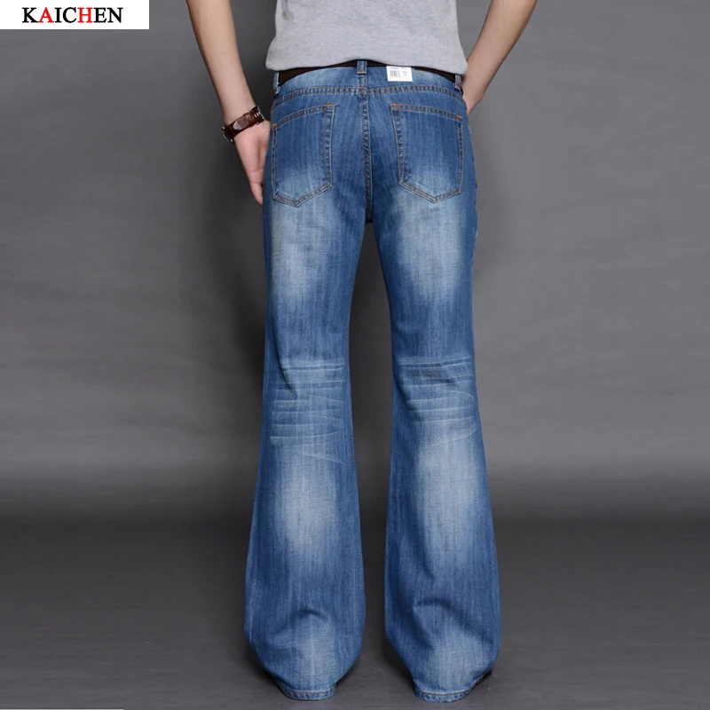 2016 Mens Big Flared Jeans Boot Cut Leg Flared Loose Fit high Waist