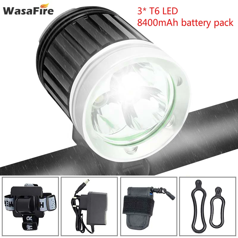 WasaFire Водонепроницаемый 3 * T6 светодиодный велосипедный светильник USB