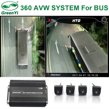 

GreenYi 360 Seamless Surround View Digital Video Recorder For Truck, Bus, with 4 Ultra-wide Fish-eye Waterproof Car Rear Cameras