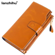 2017 Women’s Genuine Leather Wallet Long Cowhide Luxury Brand RFID Blocking Wallets Purse Card Holder Phone Female Big Clutch