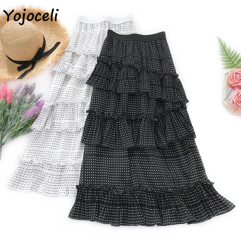 Yojoceli 2019 الصيف نقطة طباعة تنورة المرأة كشكش خليط ميدي بوهو تنورة الشاطئ أسفل Yojoceli 2019 الصيف نقطة طباعة تنورة المرأة كشكش خليط ميدي بوهو تنورة الشاطئ أسفل