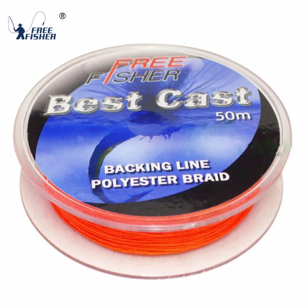 Free Fisher Brand Orange Yellow 20lb 50m Braided Polyester Fly Fishing