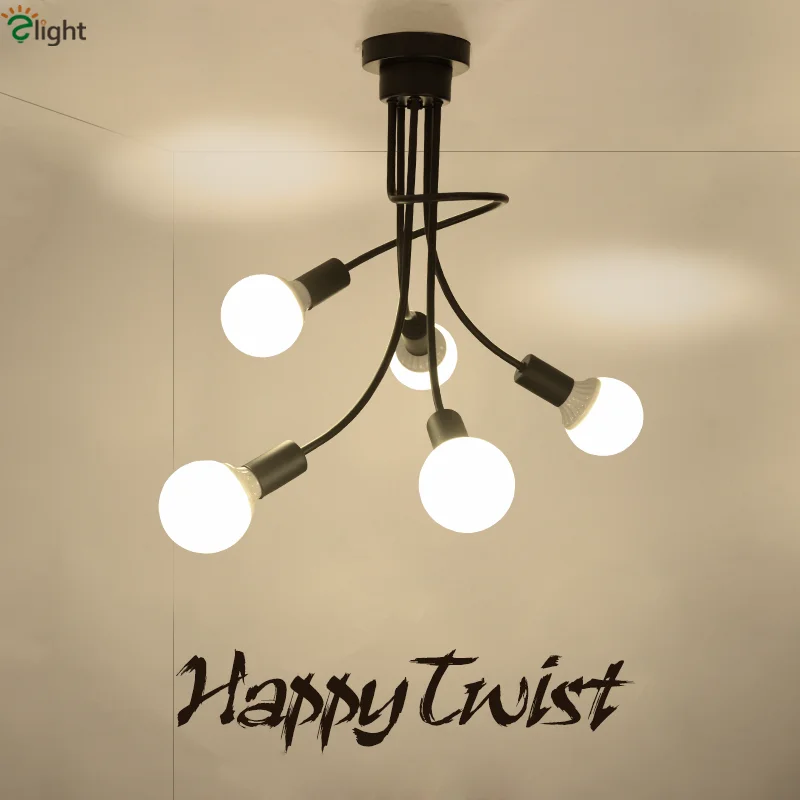 

Nordic Minimalism Irregular Metal Arms Led Ceiling Chandelier American Retro E27 Ceiling Mounted Chandelier For Bedroom