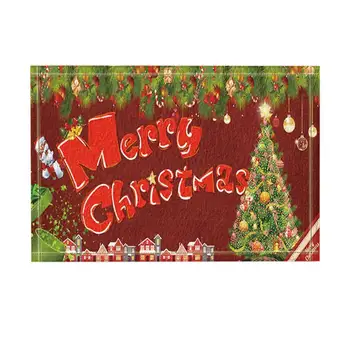 

New Year Decor Christmas Tree Santa City Non-Slip Doormat Floor Entryways Front Door Mat Kids Bath Mat
