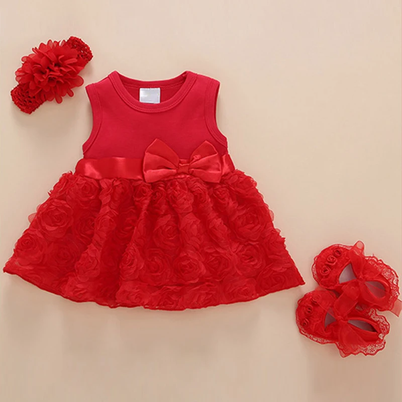 

Cute New Born Baby Girls Infant Dress&clothes Summer Kids Party Birthday Outfits 1-2 Years Shoes Set Christening Gown Baby