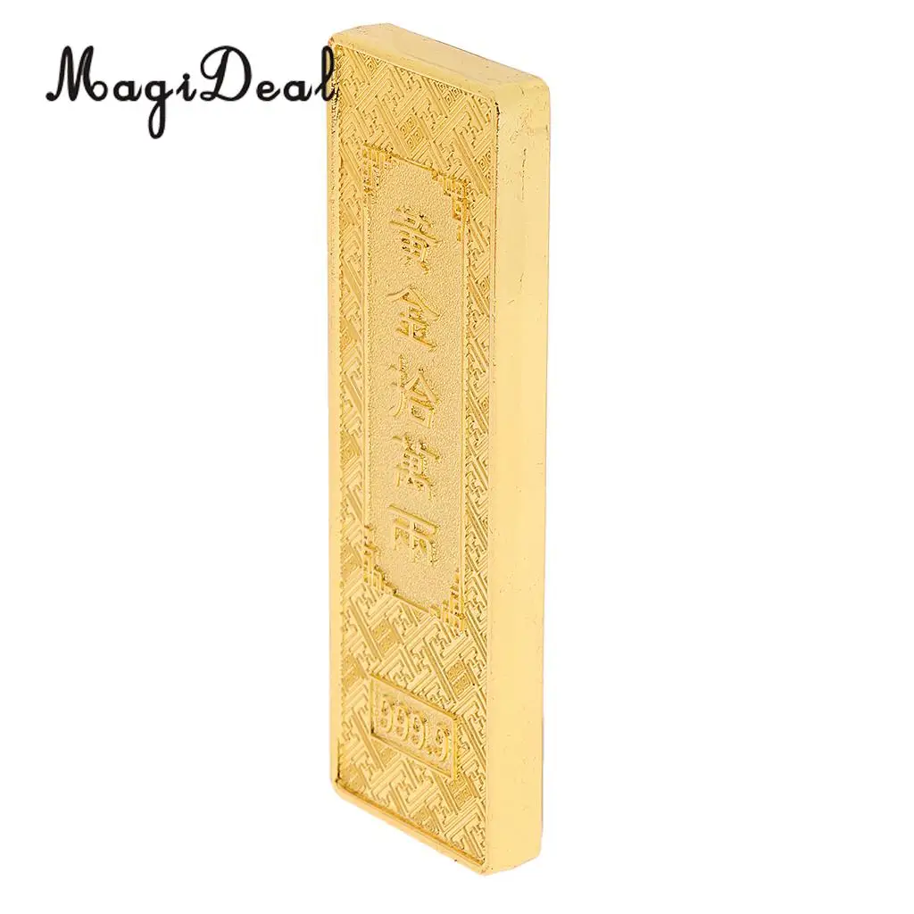 Chinese Feng Shui Lucky Fake Gold Bar Bullion Art Crafts Decoration with Box