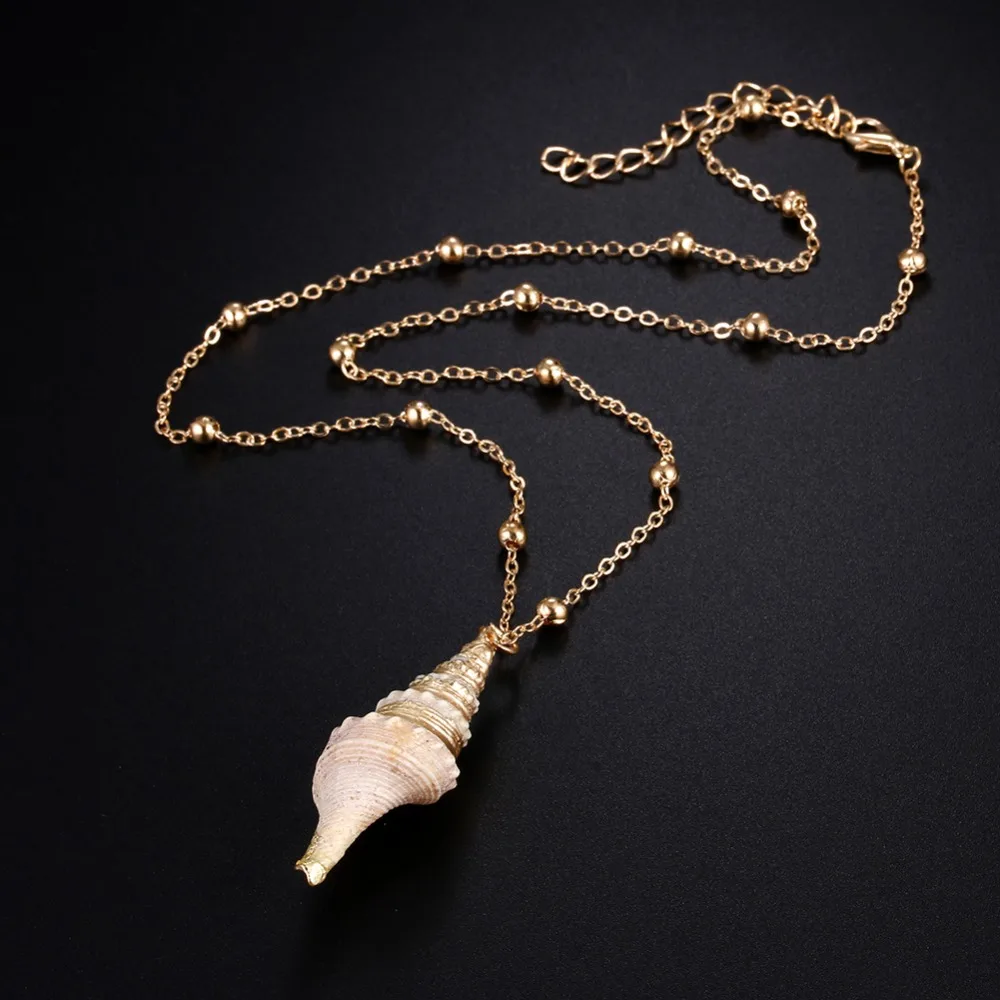Золотое колье Seashell женское ожерелье Бохо раковины аксессуары для девушки ожерелье s подарок натуральный корпус ювелирные изделия 1 шт Прямая поставка